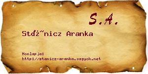 Stánicz Aranka névjegykártya